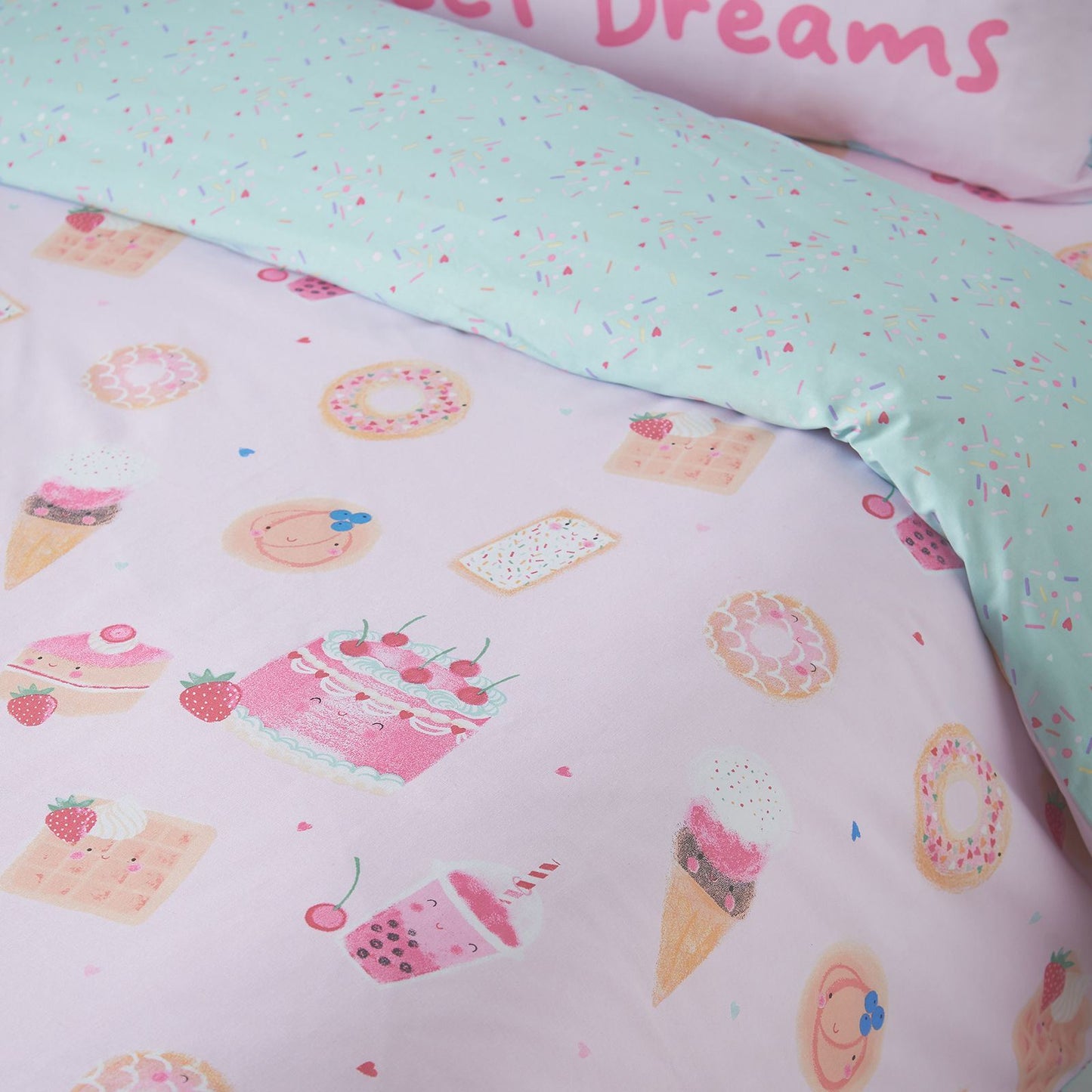 Catherine Lansfield Sweet Treats Pink Duvet Cover Set