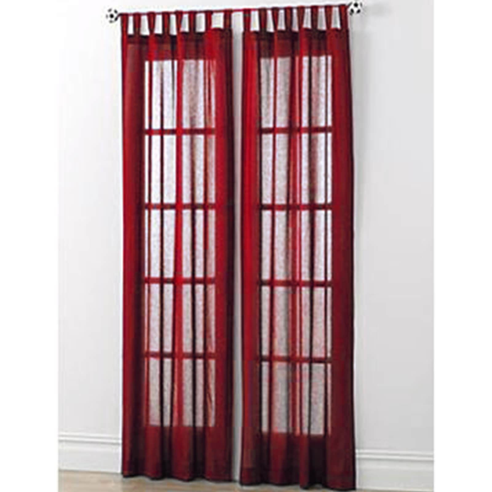 Plain Voile Sheer Rod Top Red Panel