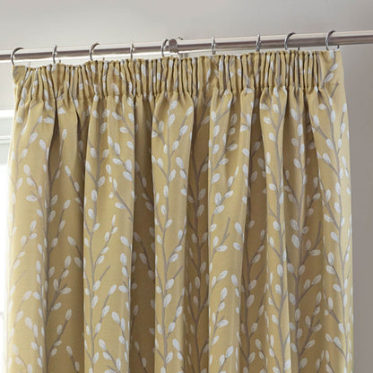 Sienna Abstract Ochre Pencil Pleat Curtains