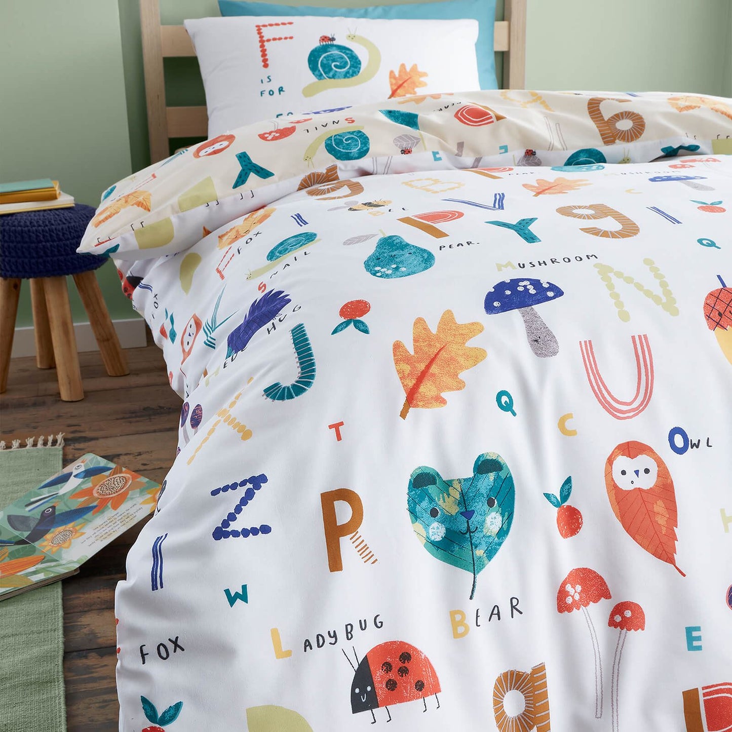 Woodland Alphabet White Duvet Cover Set