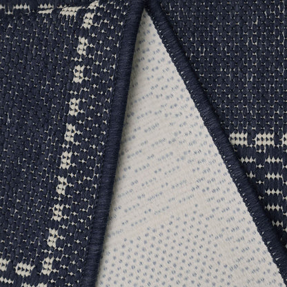 Flatweave Gel Check Navy Rug
