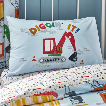 Digger Dreams Blue Duvet Cover Set