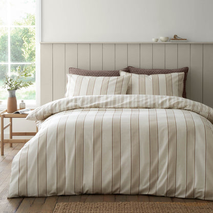 Bianca Fine Linens Regal Checked Reversible Cotton Bedding Duvet Cover Set  Natural