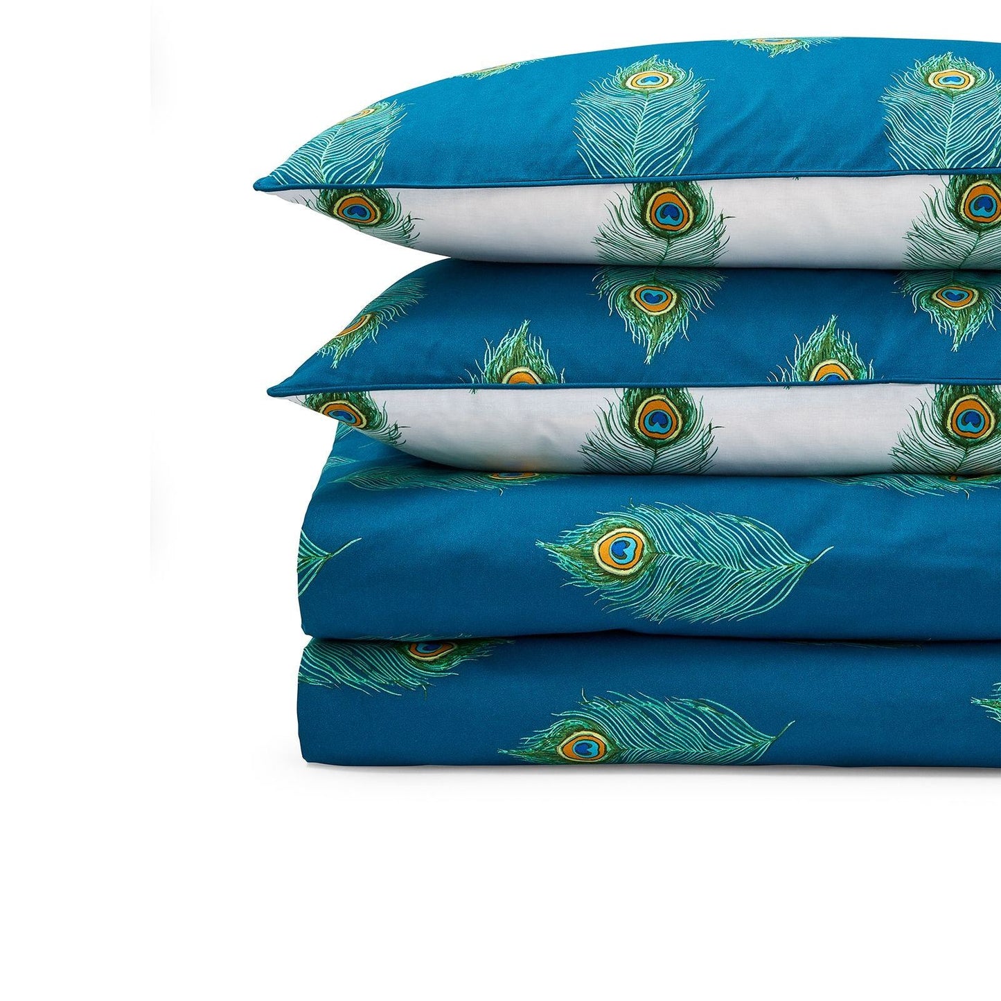 Their Nibs Peacock Feather Teal Green Duvet Cover Set
