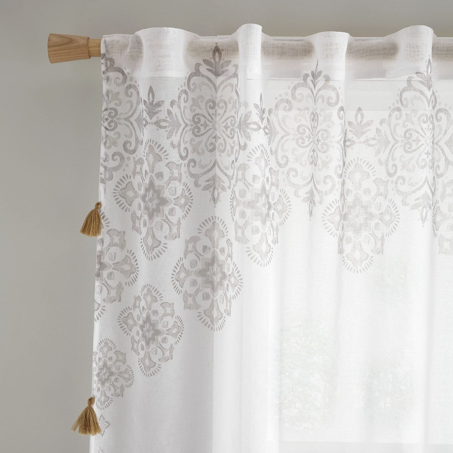 Ariana Tassel White Natural Voile Panel