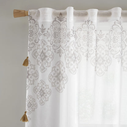 Ariana Tassel White Natural Voile Panel