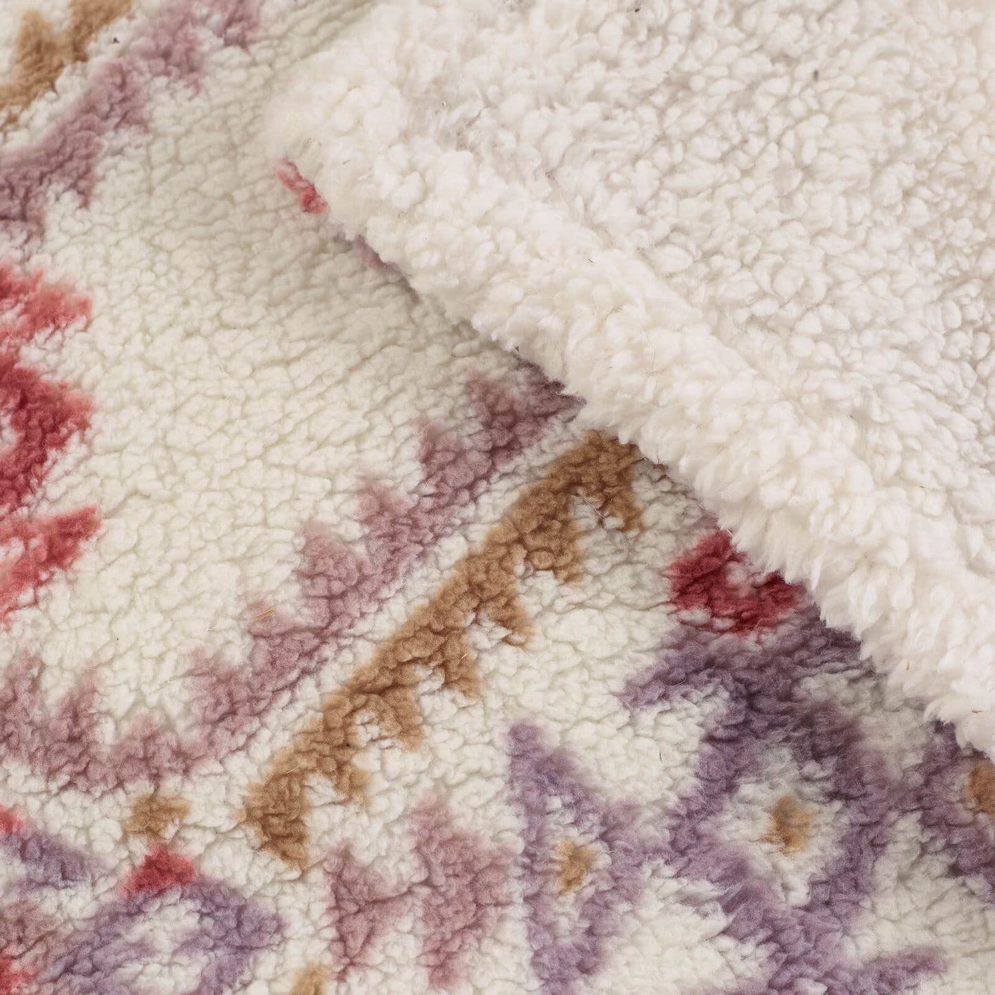 Catherine Lansfield Navajo Fleece Cosy Sherpa Reverse Blanket Throw Natural - 200x240cm