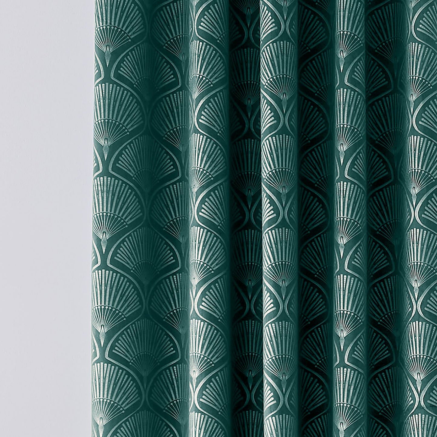 Art Deco Pearl Teal Curtains Two Panels