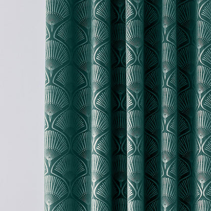 Art Deco Pearl Teal Curtains Two Panels