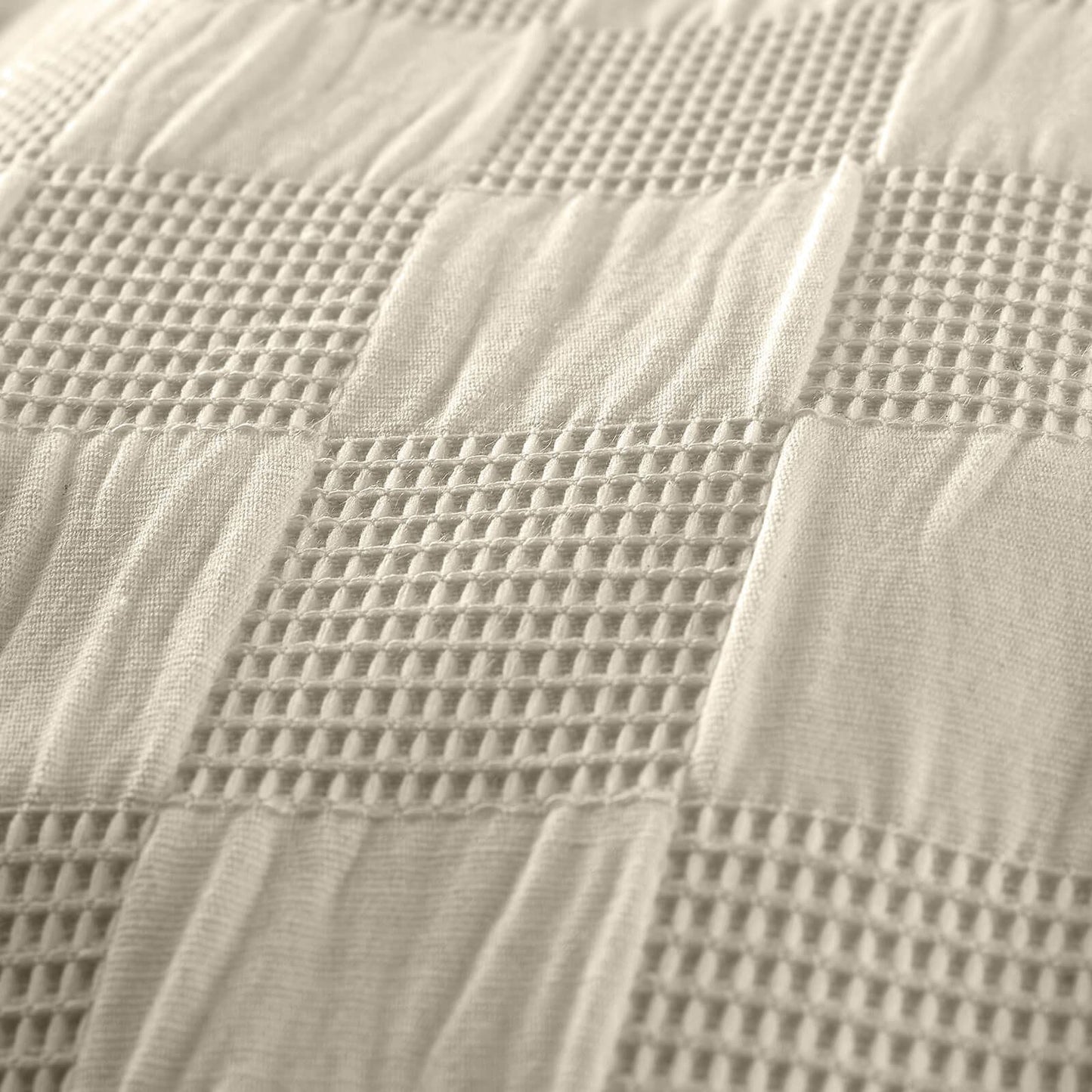 Waffle Checkerboard Natural Duvet Cover Set