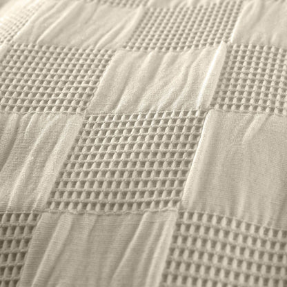 Waffle Checkerboard Natural Duvet Cover Set