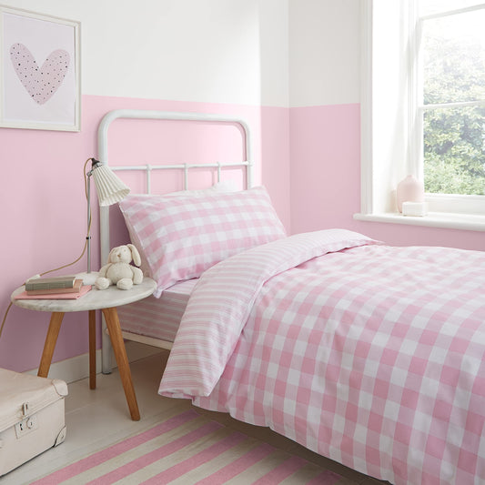 Check And Stripe Pink Duvet Set