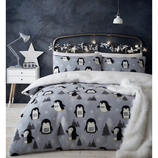 Cosy Penguin Grey Bath Mat
