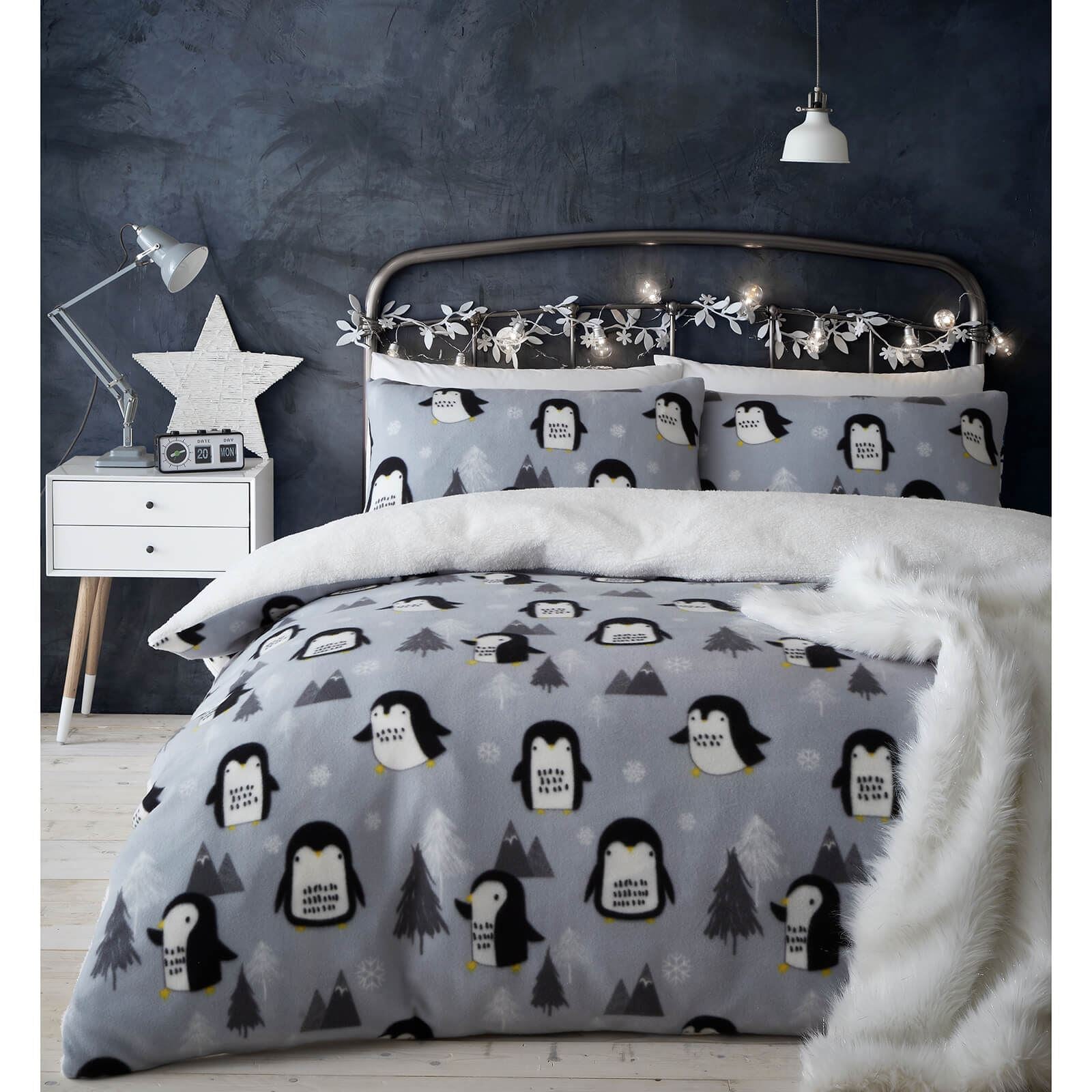 Cosy Penguin Grey Bath Mat