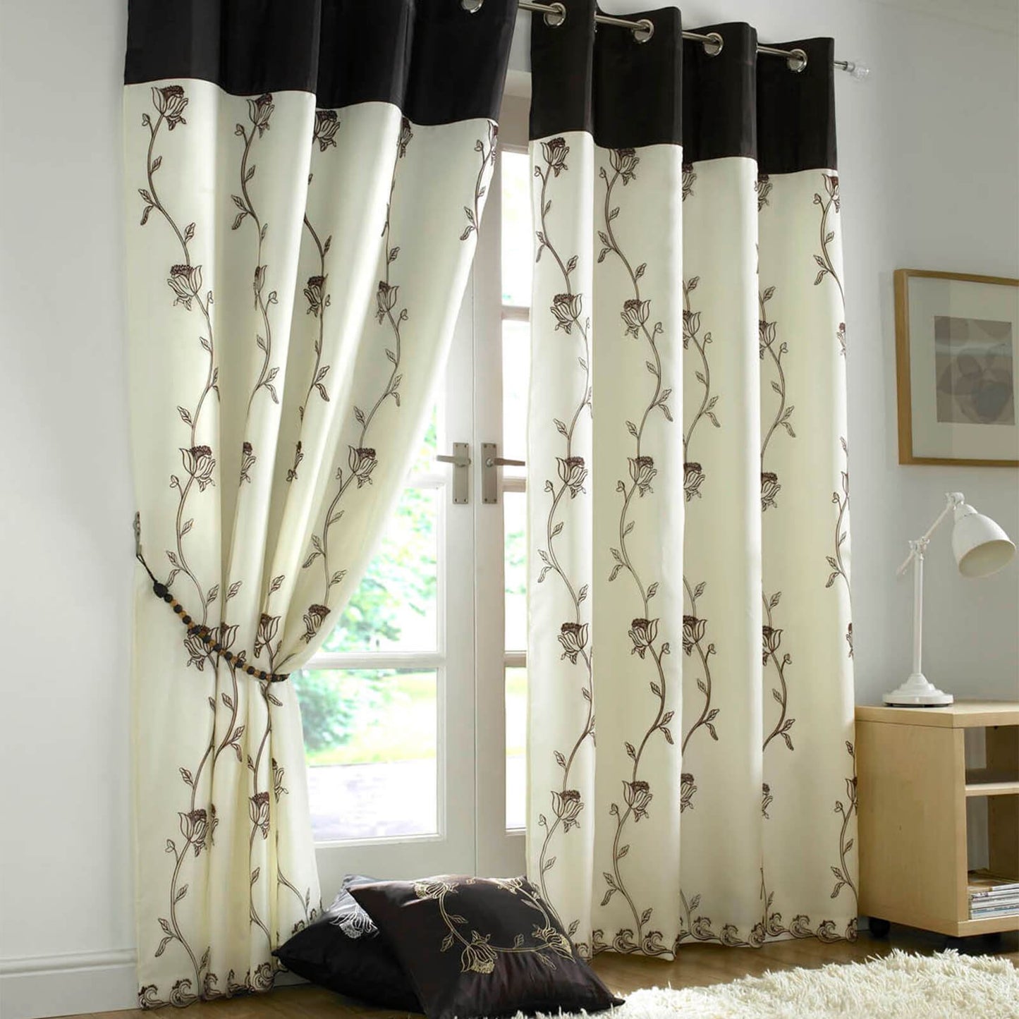 Tahiti Chocolate Eyelet Curtains