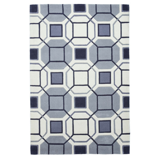 Modern Hong Kong 9238 Geometric Design Ivory Grey 120 X 170Cm Rug