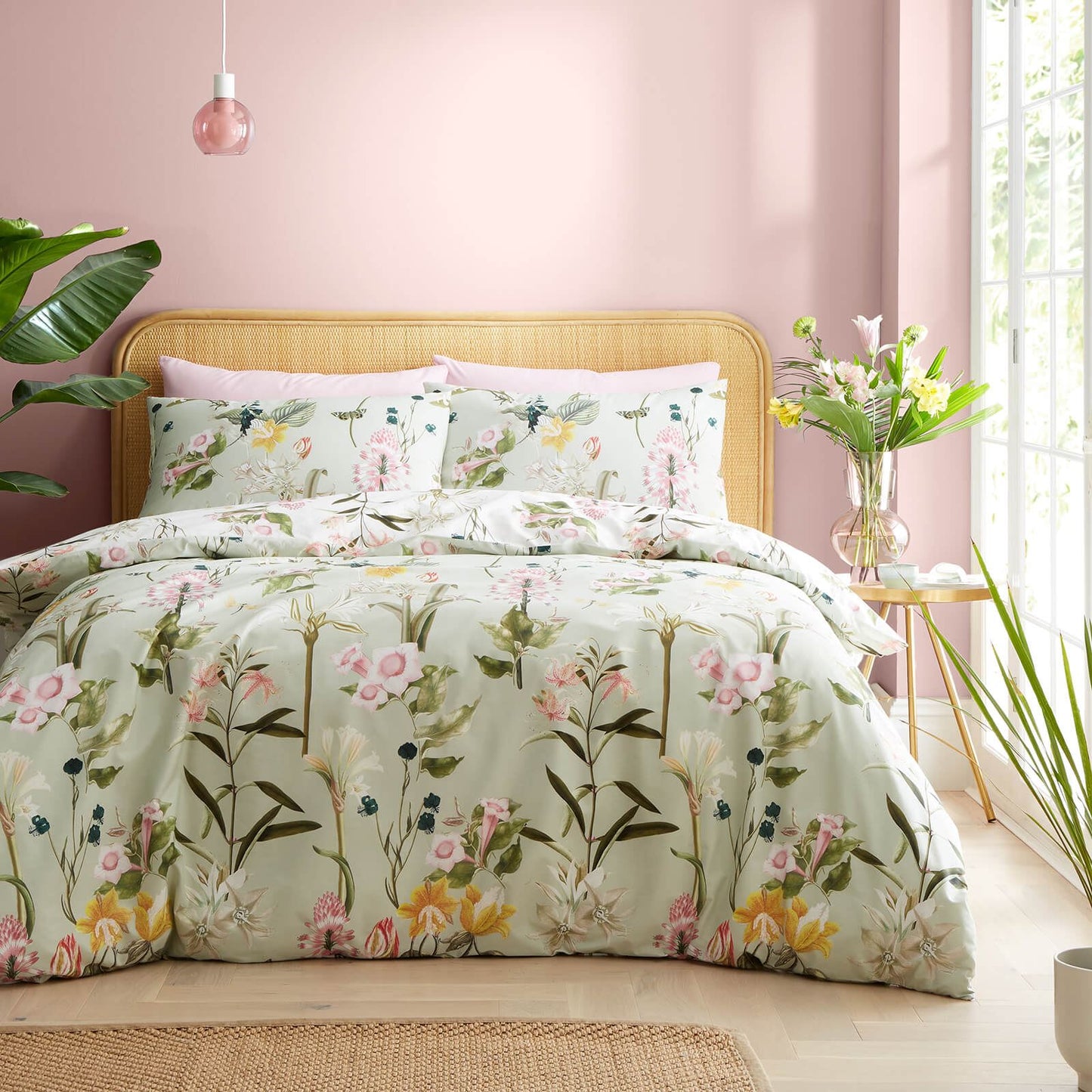 Exotic Floral Green Duvet Cover Set