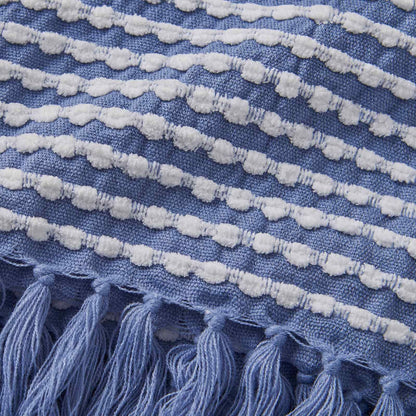 Stab Stitch Blue Blanket Throw