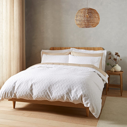 Waffle Cotton Circle White Duvet Set