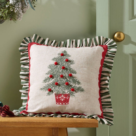 catherine-lansfield-frilled-christmas-tree-cushion-green
