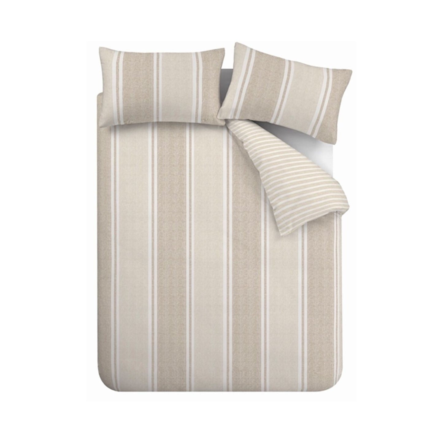 Catherine Lansfield Banded Stripe Natural Duvet Cover Set