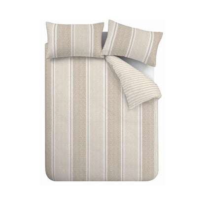 Catherine Lansfield Banded Stripe Natural Duvet Cover Set