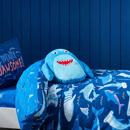 Sheldon The Shark Navy Blue 3D Shaped Cushion