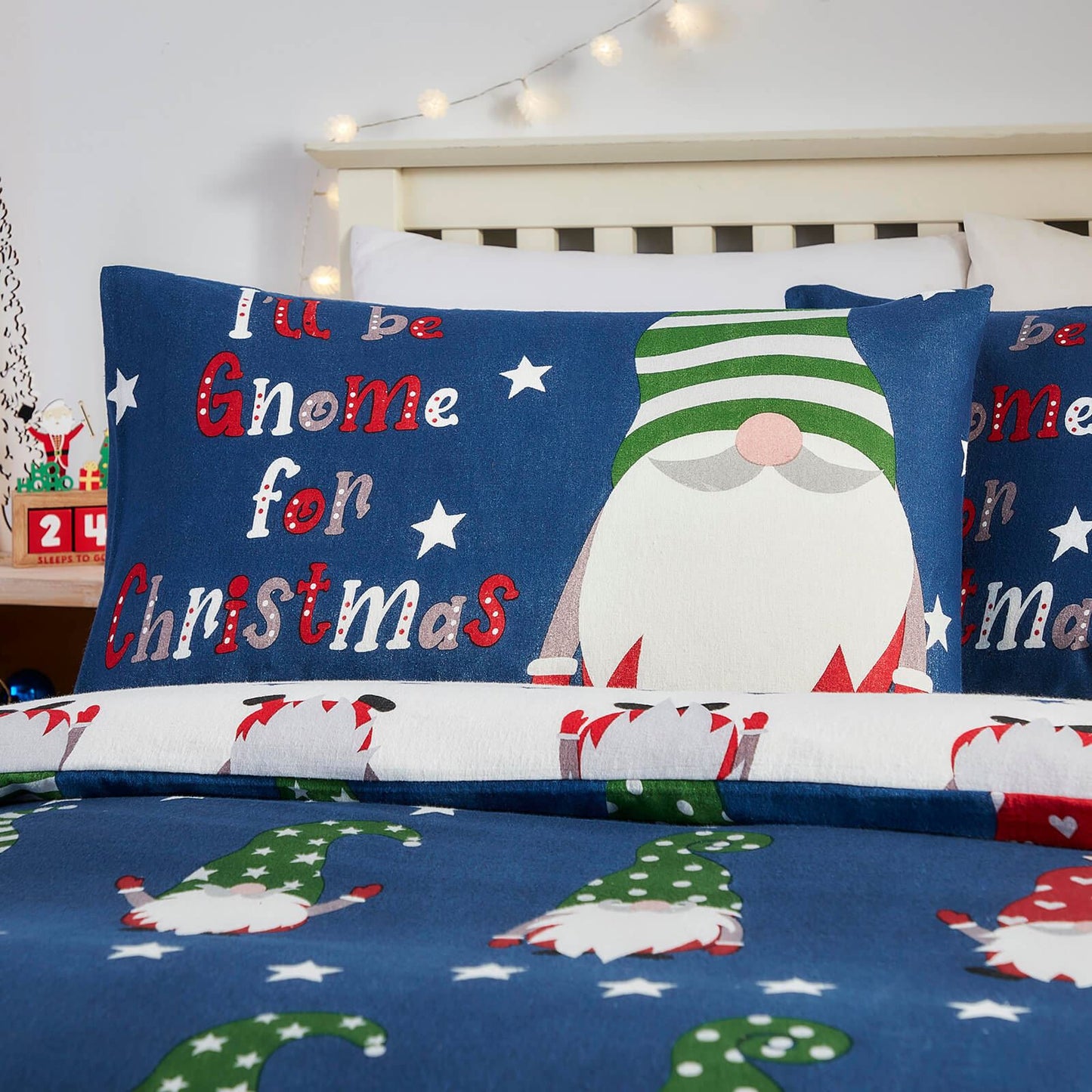 Gnome For Christmas Navy Duvet Set