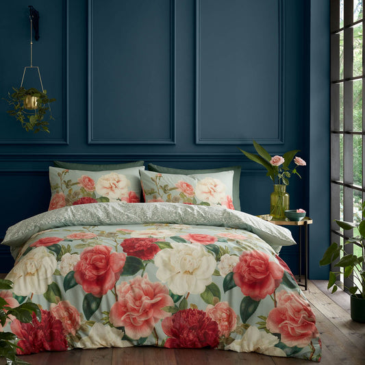 Rose Garden Green Duvet Cover Set