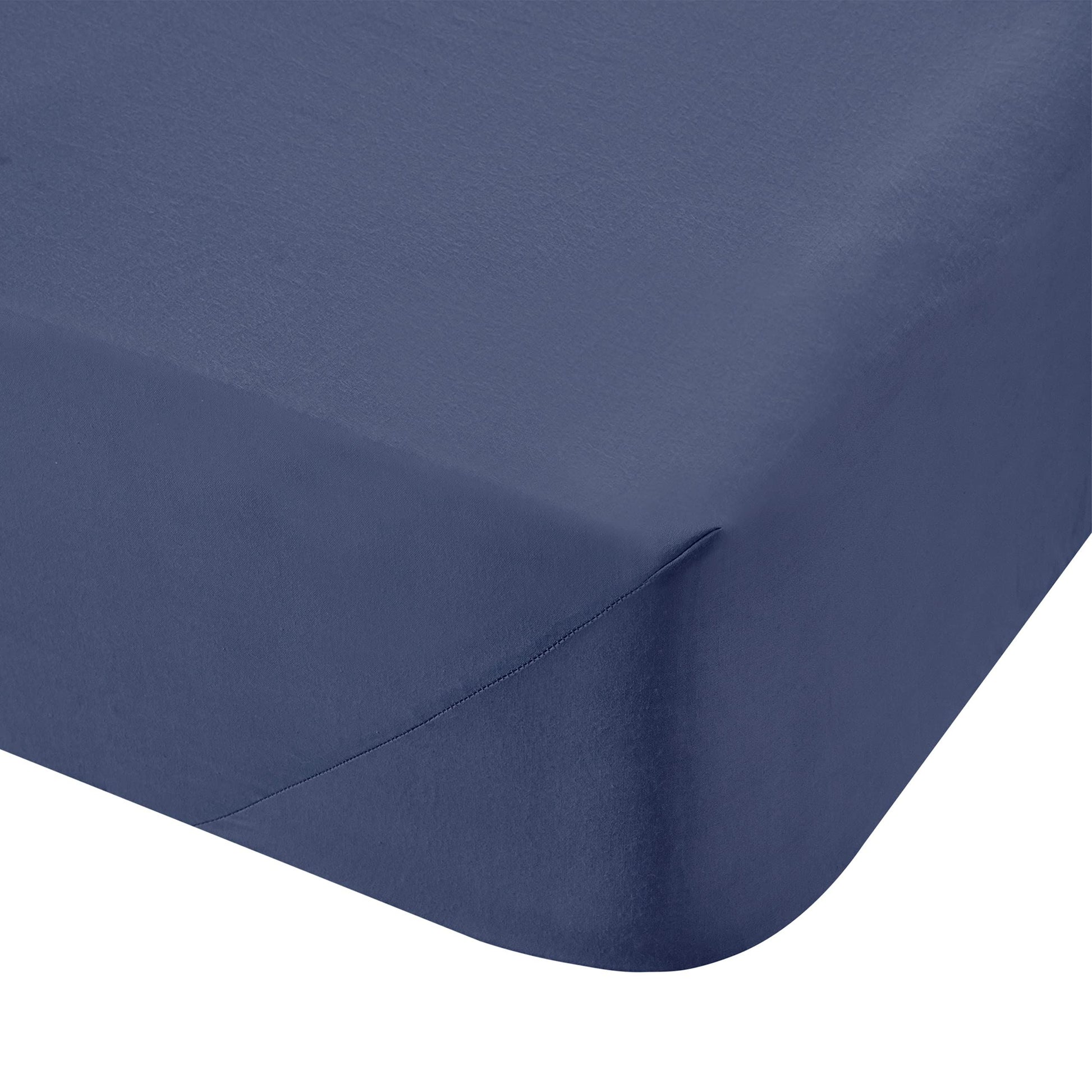 200TC Cotton Percale Navy Fitted Sheet