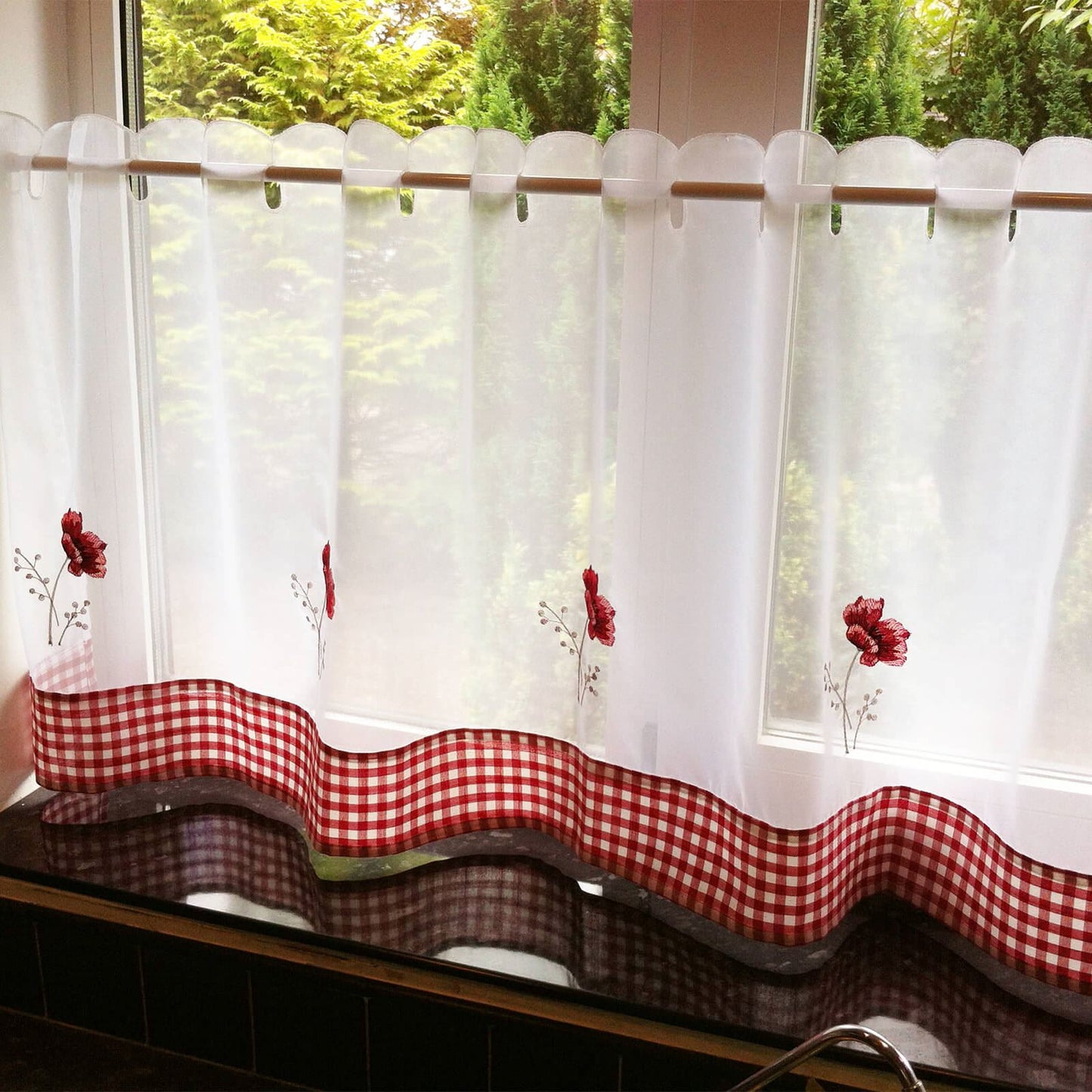 Poppies White Red KiTChen Cafe Panels