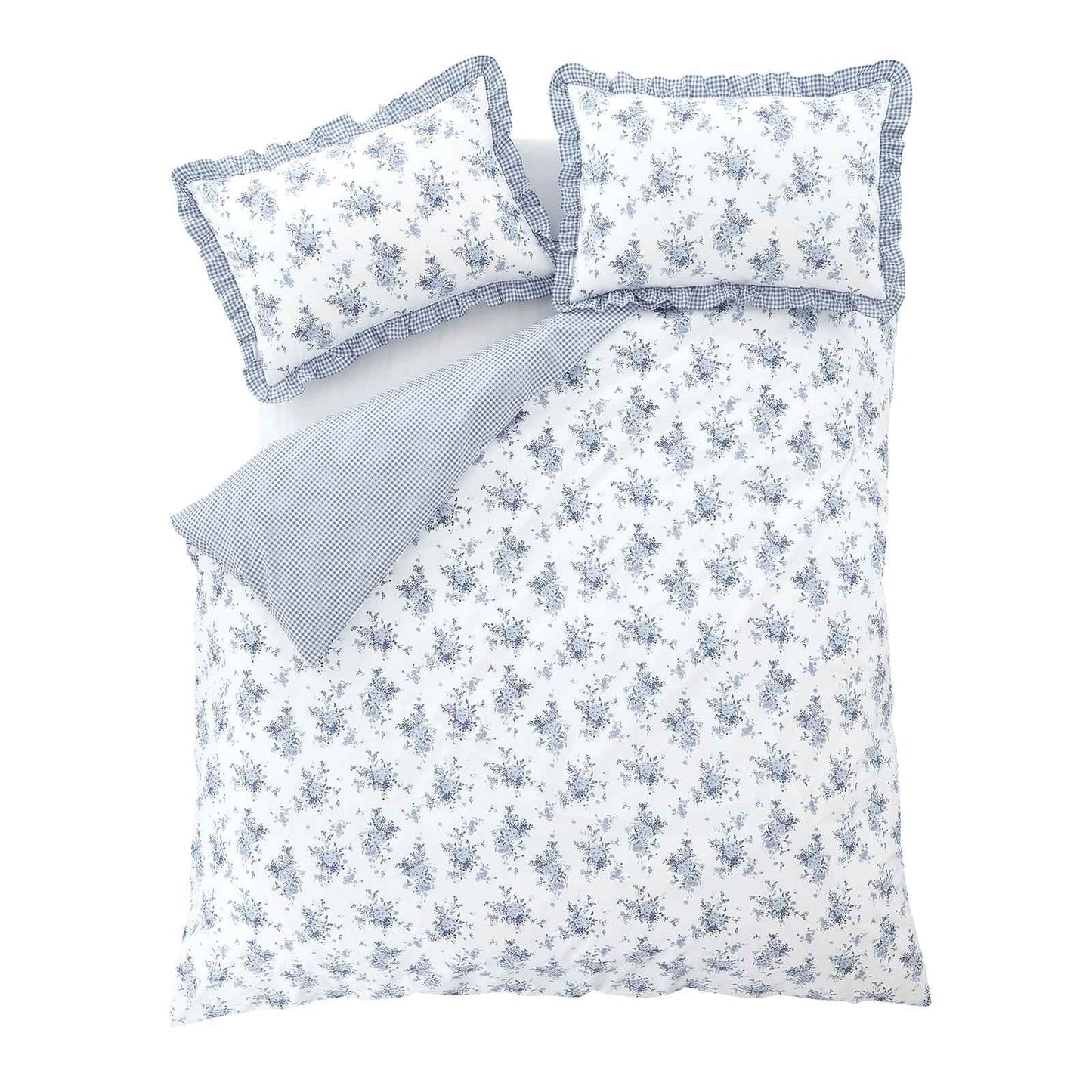 Lucie Floral Frill Blue Duvet Cover Set