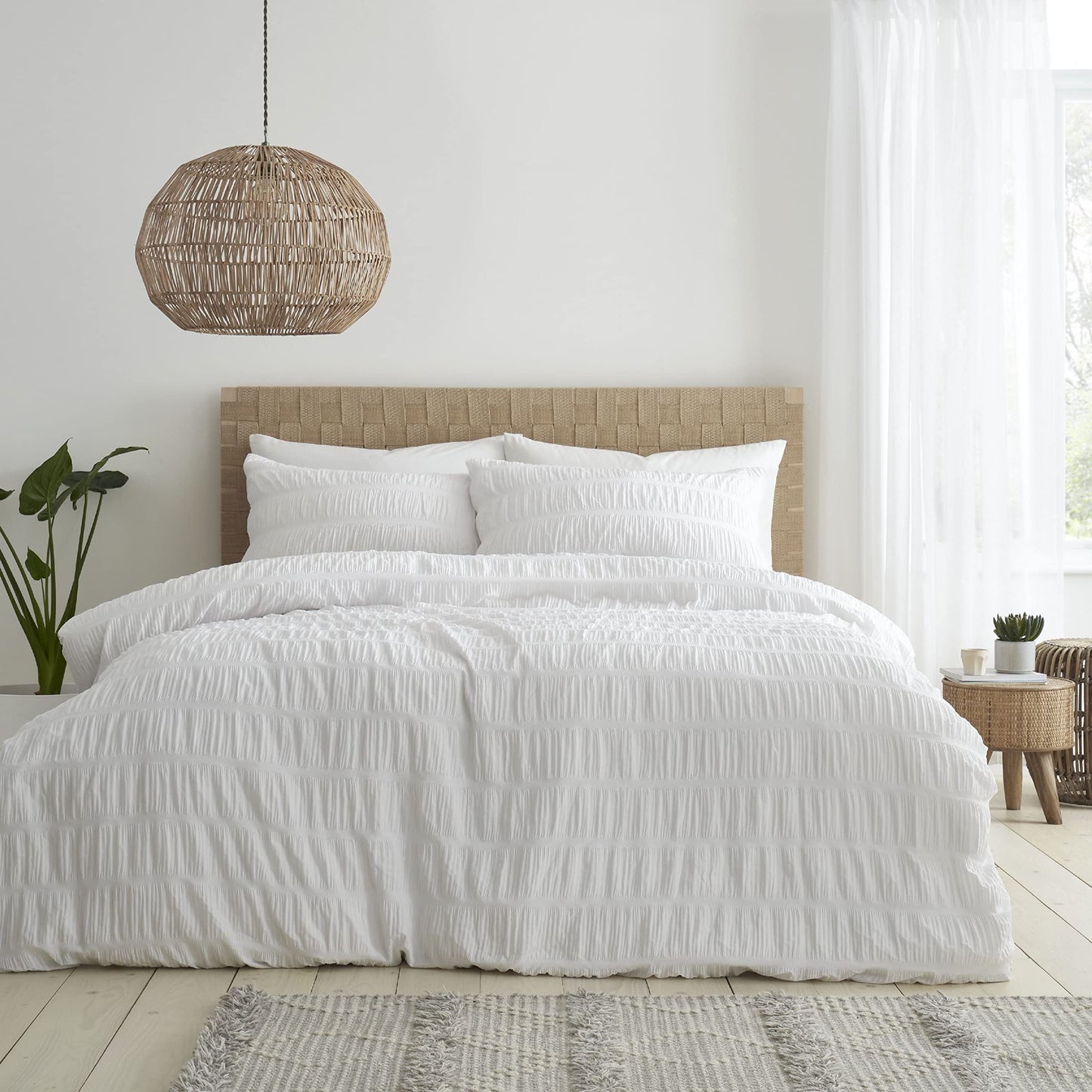 Seersucker White Duvet Set