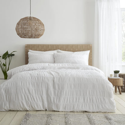 Seersucker White Duvet Set