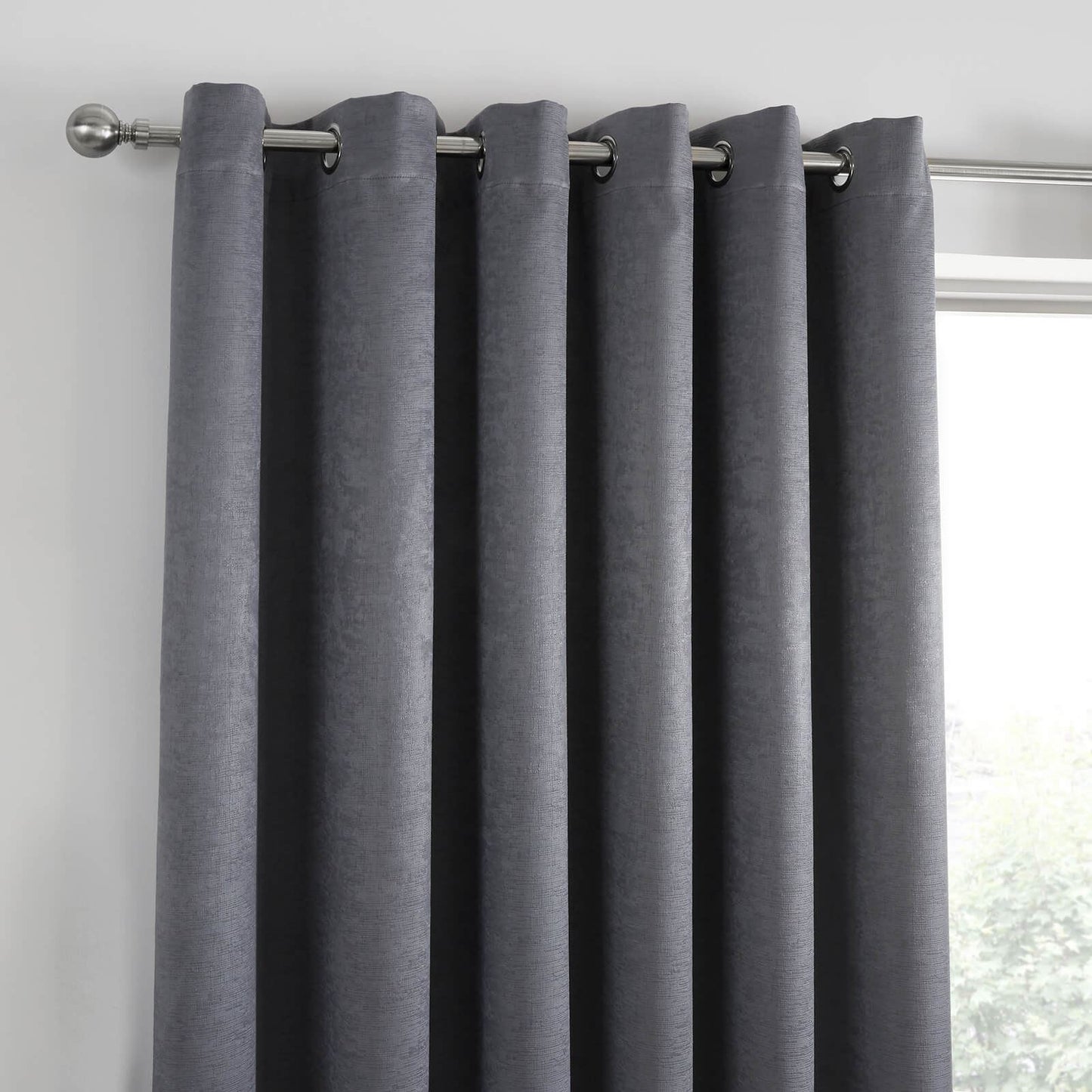 Strata Charcoal Eyelet Curtains