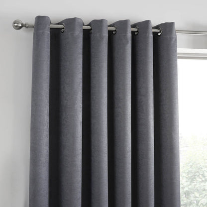 Strata Charcoal Eyelet Curtains
