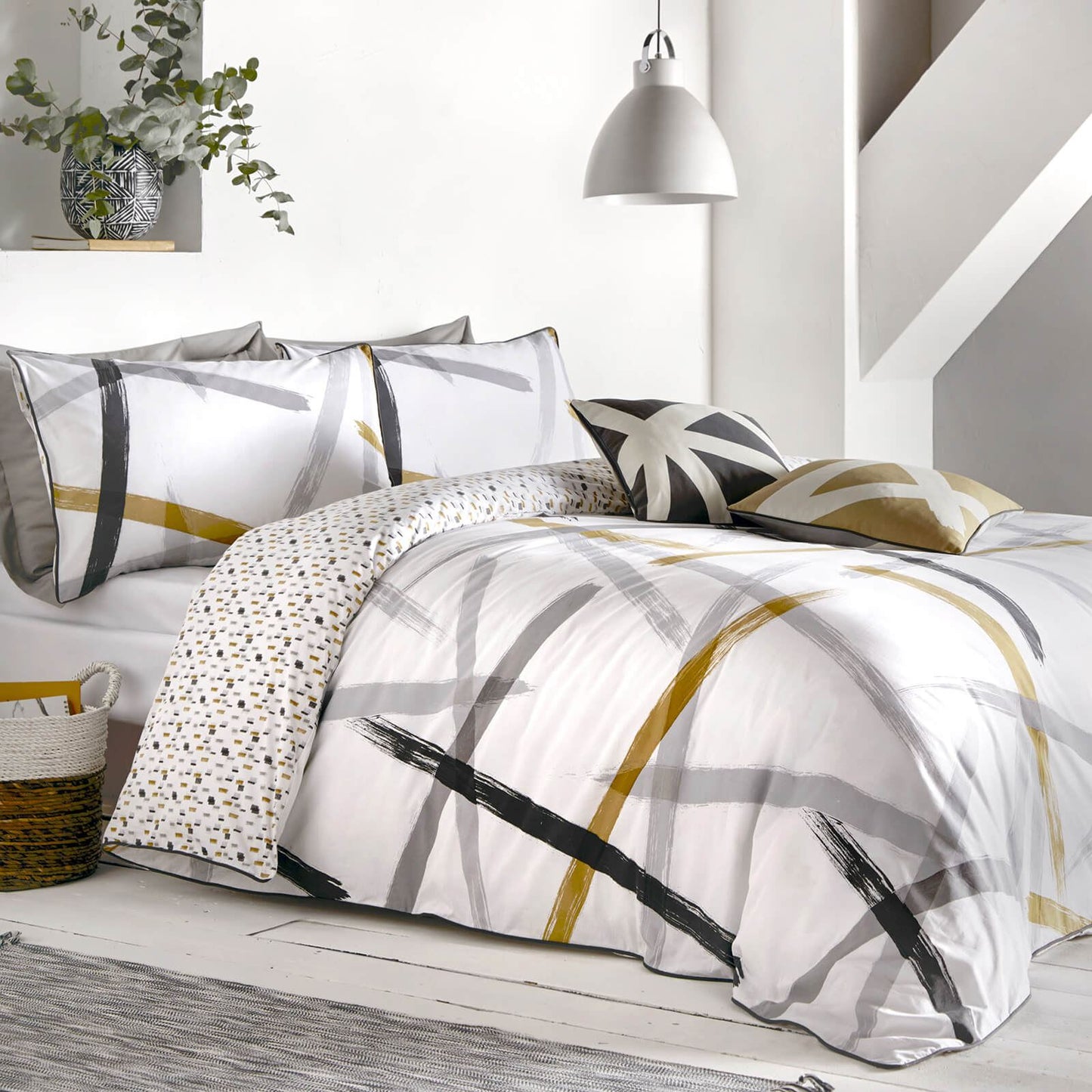 Leda Grey & Ochre Duvet Sets Home Linen Store