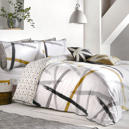 Leda Grey & Ochre Duvet Set