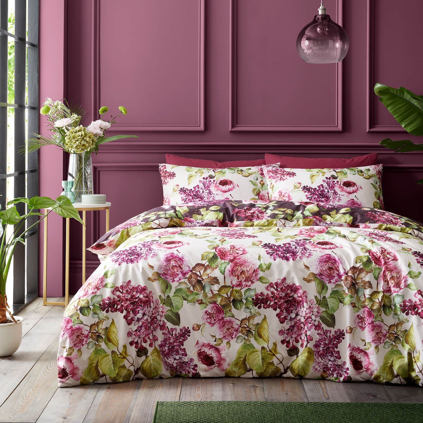 Pia Floral Plum Duvet Cover Set