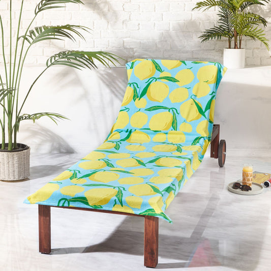 Catherine Lansfield Lemons Lounger Aqua Blue Sun Lounger Towel - Beach