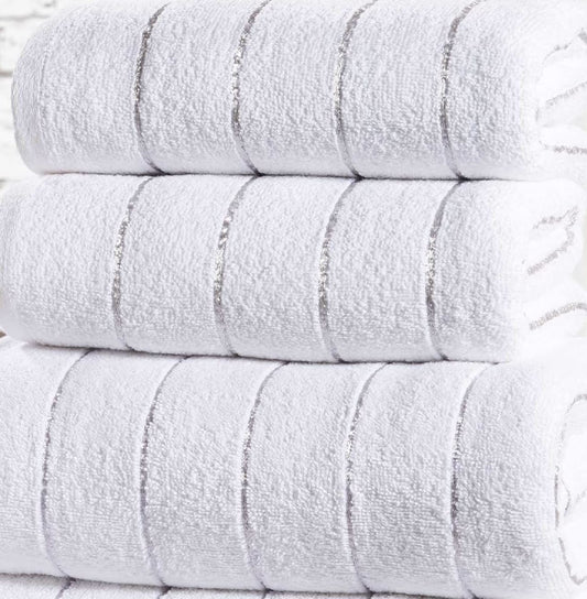 Sandringham White/Silver Bath Towel