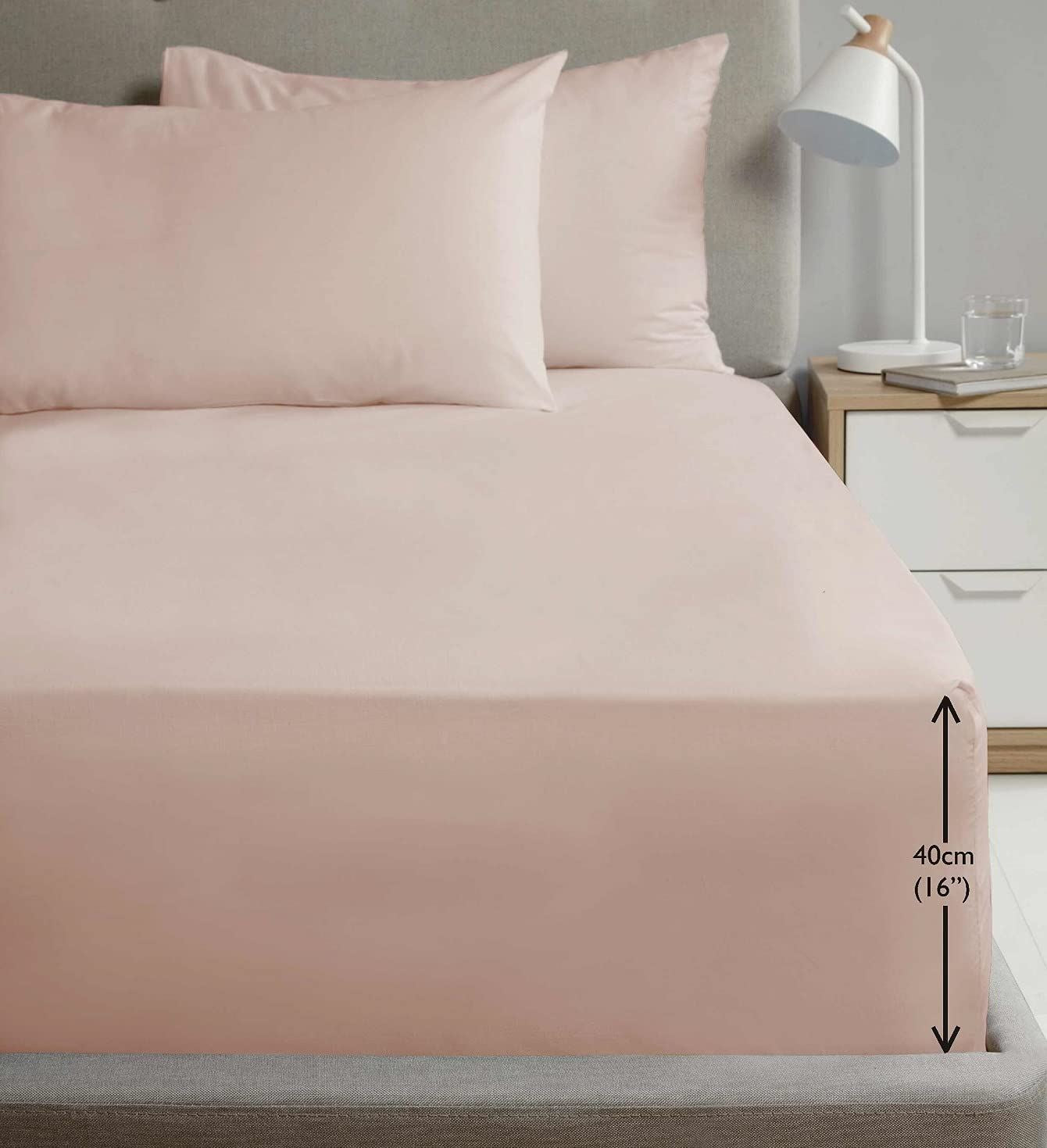 SND Percale 16" Blush Fitted Sheet