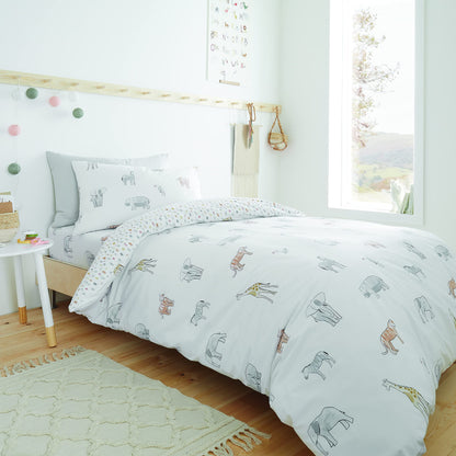 Zoo Animals Pastel Kids Duvet Set