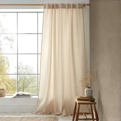 Muscat Waffle Natural Curtain Panel - Voile