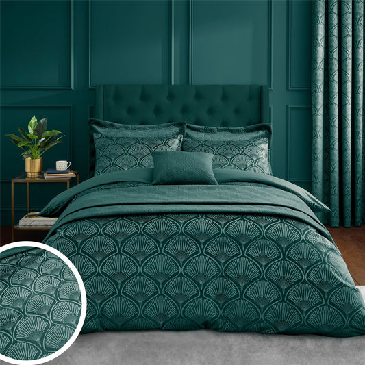 Art Deco Pearl Teal Duvet Cover Set