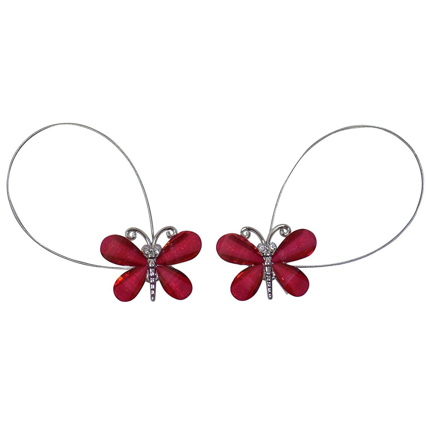 Magnetic Butterfly Wire Red Curtain Tiebacks Pair