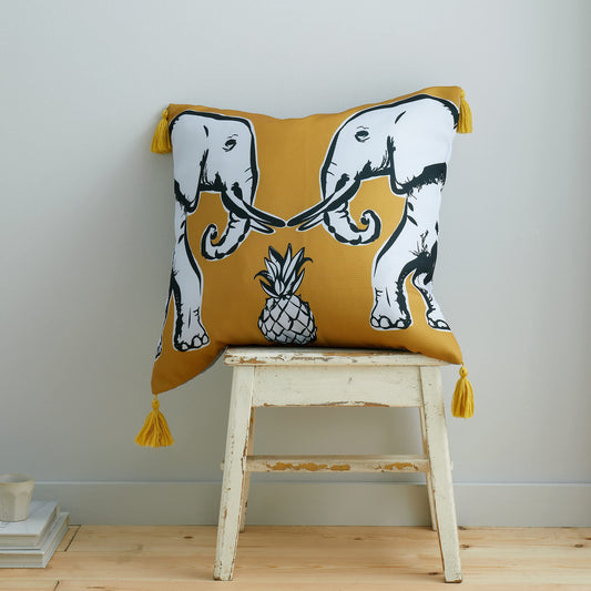 Pineapple Elephant Living Tembo Tassel Ochre Filled Cushion