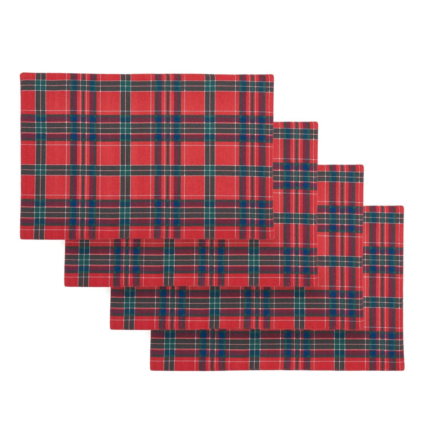 Catherine Lansfield Christmas Tartan Check Cotton Dining Placemat 4 Pack Red / Green - 30x46cm
