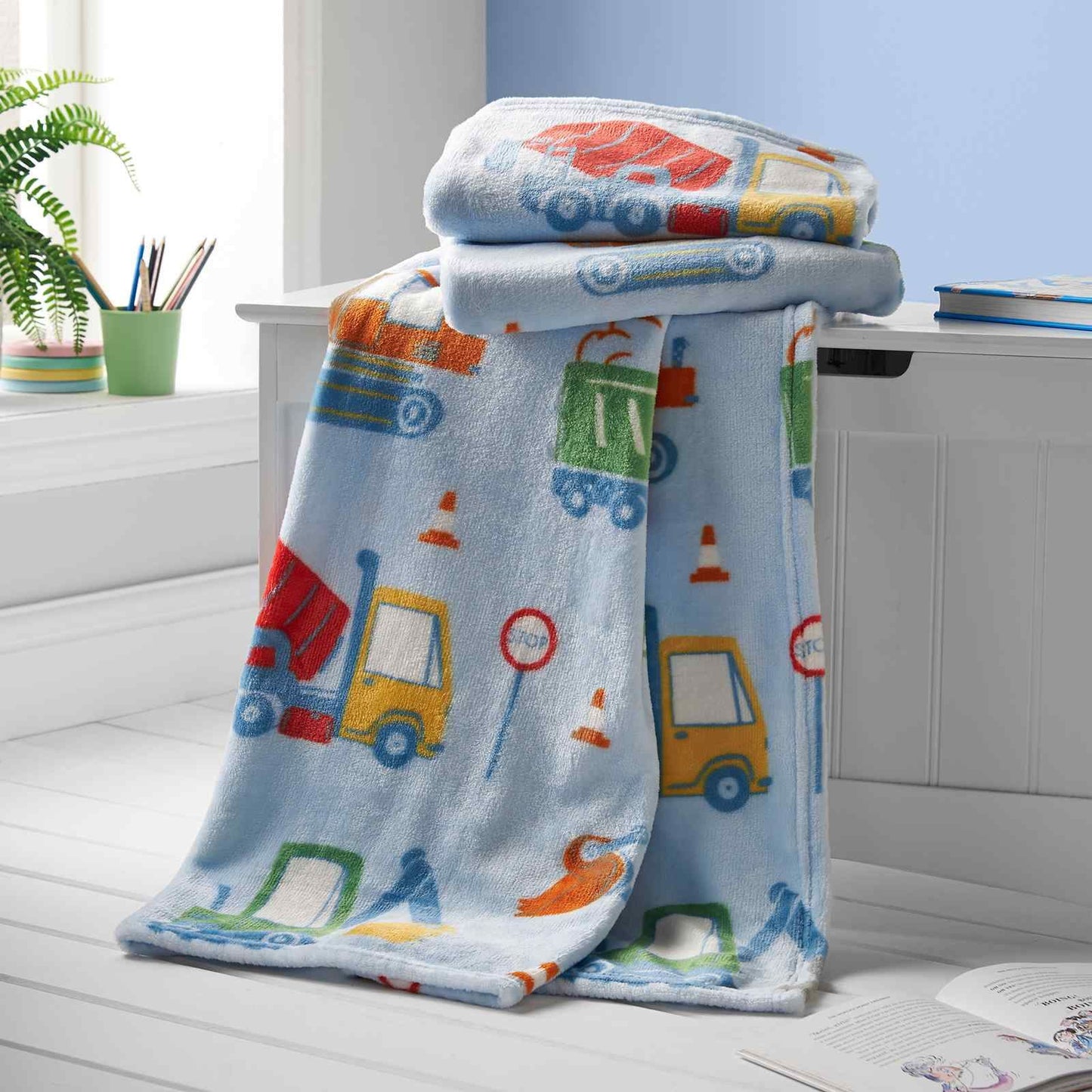 Digger Dreams Blue Blanket Throw