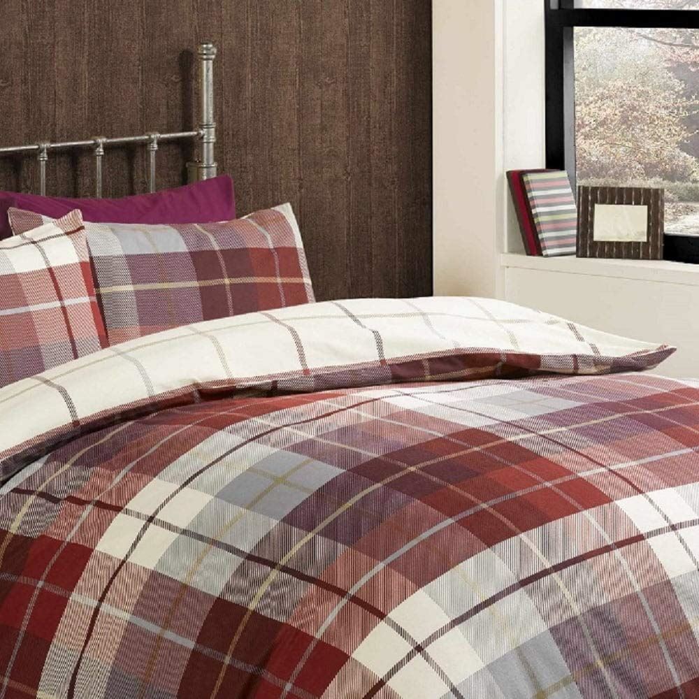 Lomond Check Flannellette Red Duvet Set